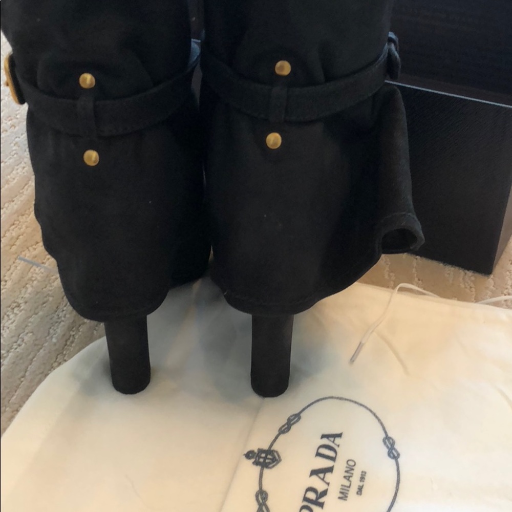 Prada Brushed Leather Belted Boots Sz 37 1/2 - Picture 8 of 8